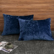 PHF Truly Velvet Pillowcases Standard Size 2 Pack Soft Breathable Navy Blue