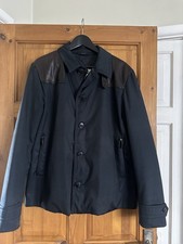 Gucci Mens Navy Jacket With Leather Shoulder Size 52 100% Genuine