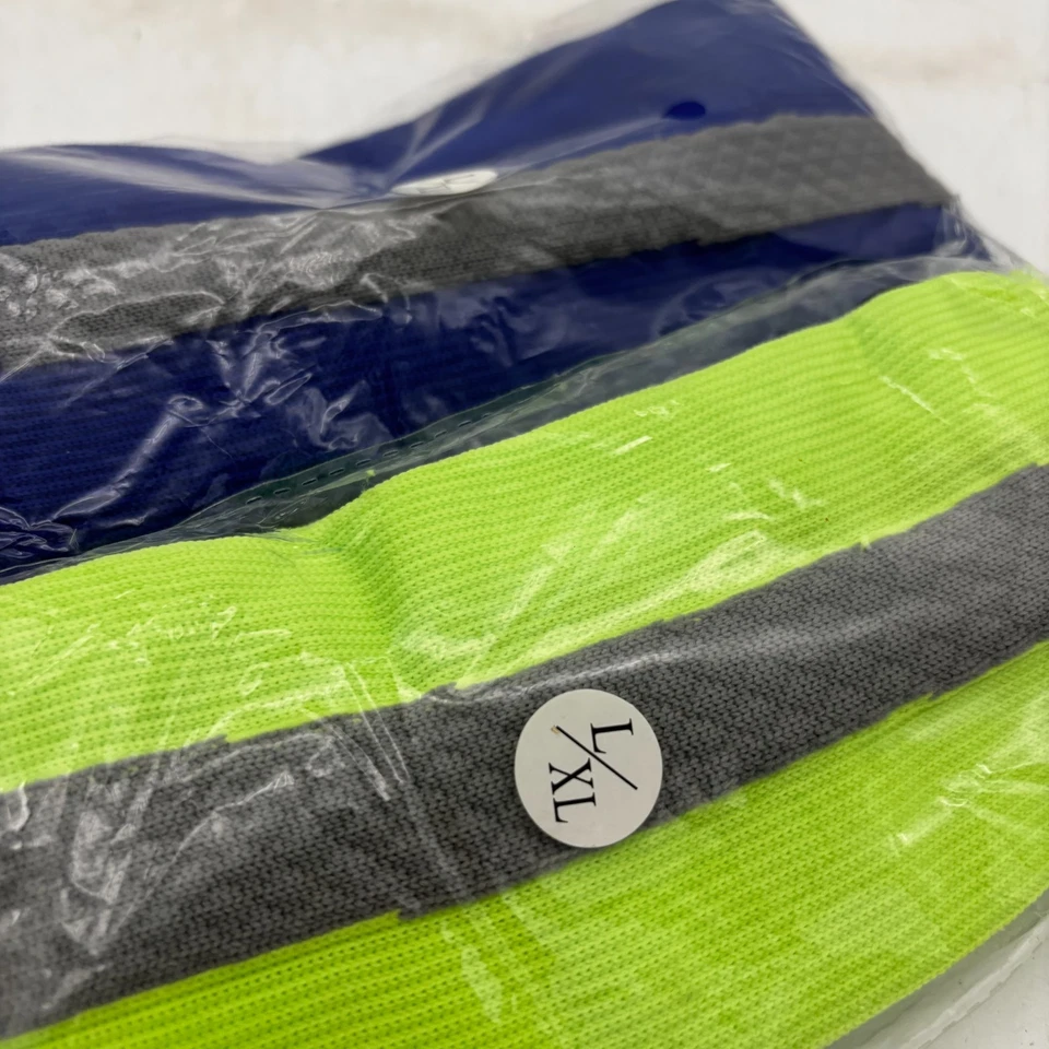 New Reflective Compression Leg Arm Bands Sleeves Blue Neon Yellow L XL Lot (2) - Image 2 of 3