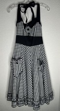 Hell Bunny Dress Womens Small Black Gingham Halter Fit Flare Rockabilly Vixen