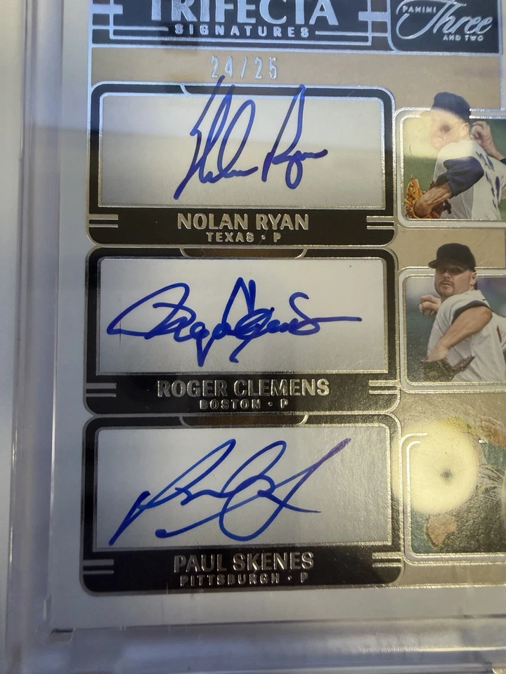 Panini Three And Two Paul Skenes 2025/Nolan Ryan/Roger Clemens Trifecta automático/25 Foto 3 de 4
