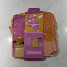 5 Piece Self Tanning Kit With Bag Pouch New Mitt Brush Set 