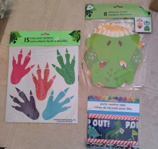 Dinosaur paper masks 8 pack, Party Caution Tape, Stickers children party favor