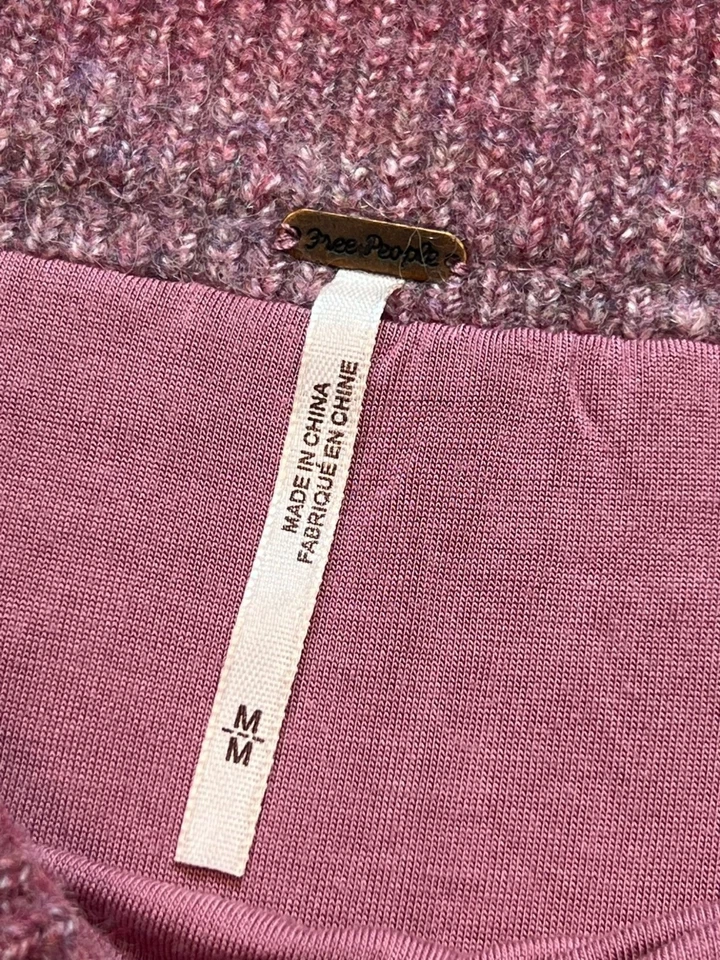 Maxi suéter falda tejida elástica de lana de alpaca Free People para mujer talla M rosa a rayas Foto 3 de 4