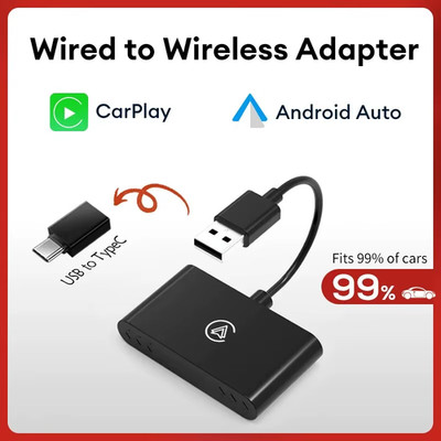 Carplay Android Auto Wireless Adapter Box 2 in 1 Konverter