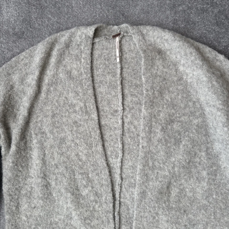 Cárdigan suéter Free People para mujer XS gris frente abierto bolsillos de lana mohair Foto 2 de 4