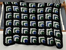 VTG, Afghan Crochet Blanket, Handmade, 72”x72”