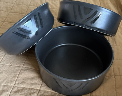 RARE Pfaltzgraff Midnight Sun Black Stoneware Round Baking Set of 3 