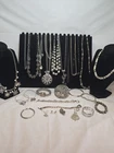 Vtg Now Silver Mixed Bulk Costume Jewelry Lot Necklace Bracelet Earrings #1027
