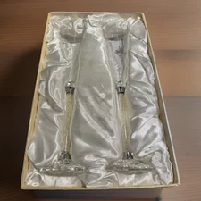 Oleg Cassini Crystal Diamond Champagne Flutes 10.75” Set of 2 NIB Wedding Toast