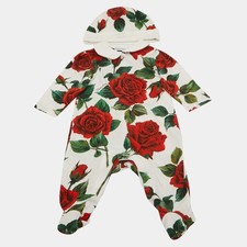 Dolce Gabbana Kids White Floral Print Jersey Baby Grow Set 03M