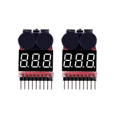 Lipo Battery Voltage Checker and Alarm, 2 Pack - LED Detector for 1S-8S Lithi...