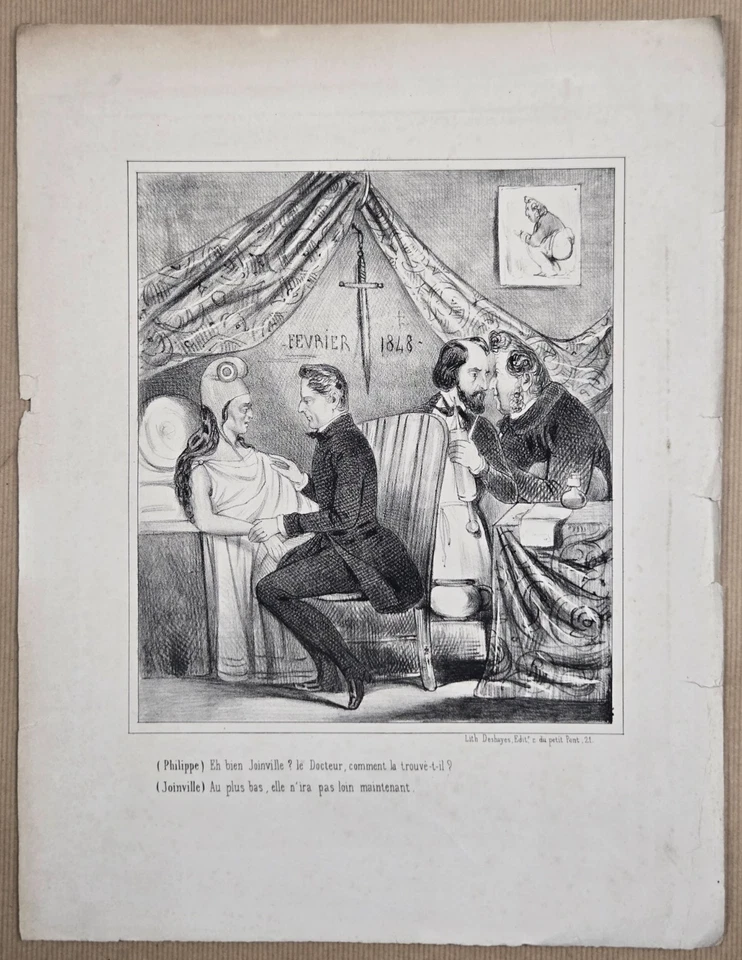 Lithographie CARICATURE XIXeme : 1848 - Louis Philippe - Joinville - Marianne - Photo 1/1