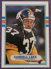 1989 Topps Traded #80T Carnell Lake Rookie Football card Pittsburgh Steelers!. rookie card picture