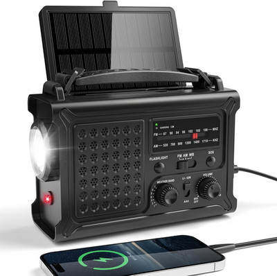 12000mAh Solar Kurbelradio Tragbar Weltempfänger Radio Notfallradio mit AM/FM Em