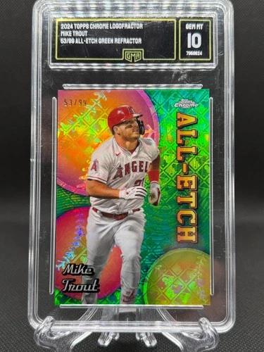 2024 Topps Chrome - All-Etch Mike Trout #CAE-2 Green Refractor /99 Gem Mint 10