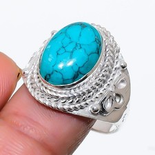 Blue Turquoise Gemstone Handmade 925 Sterling Silver All Size Ring For Gift