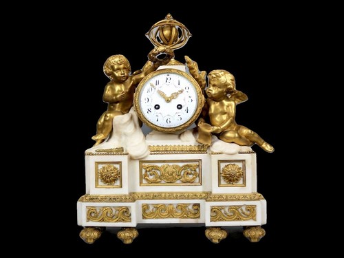 Clock: Antique 19th Ct (1860) French Louis XVI Bronze & Marble Mantel Timepiece - Picture 23 of 23