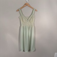 Vintage Light Green Lace Slip Dress Nightgown  