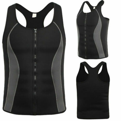 Men Neoprene Sauna Thermo Sweat Body Shaper Waist Trainer Fat Burner Corset Vest - Picture 18 of 31