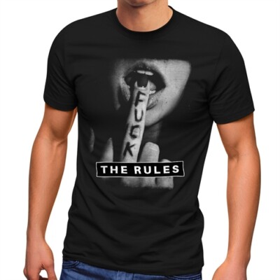 Herren T-Shirt Fuck the Rules Fotoprint Mittelfinger Fashion Streetstyle