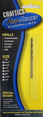 Craftics 1/8'' Professional Series Drill Bit for Plastics