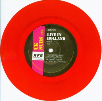 UK Subs - Live in Holland, Vinyl Red 7'', RFB Recordings, Punk Rock