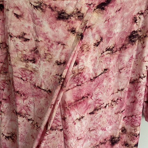 Soft Surroundings Size L Short Sleeve Split Back Blouse Pink Tie Dye Top Shirt - Picture 8 of 12