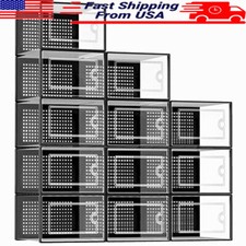 X-Large Stackable Shoe Storage Boxes Clear Durable Organizers 12 Pack Multi-Use