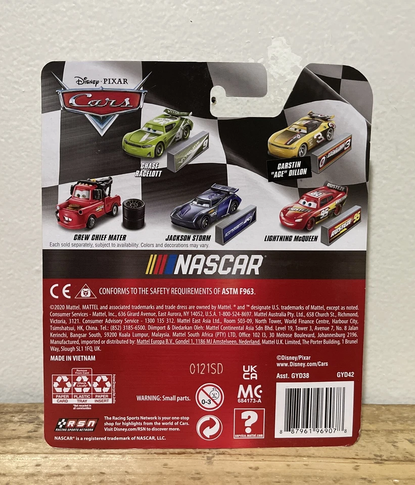 Disney Pixar Cars Chase Raycelott #9 Vitoline NASCAR Metal Series 2021 Mattel Foto 2 de 2
