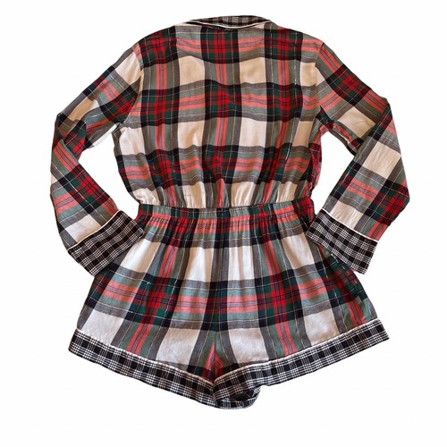 Victoria's Secret Flannel One Piece Romper Red Plaid Crystal Embellished Medium - Picture 8 of 8