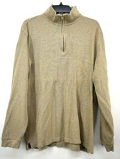 Van Heusen Men's Brown Cotton Mockneck 1/4 Zip Long Sleeve Pullover Sweater XL