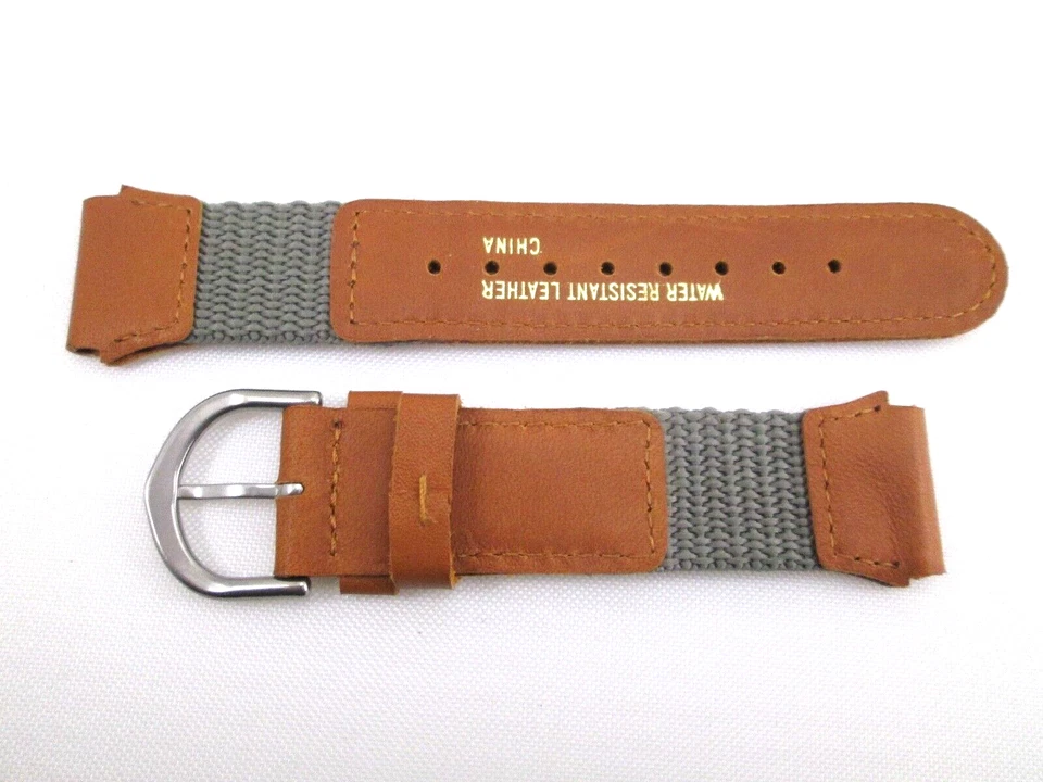 Correa de reloj Timex Expedition genuina 19 mm tamaño taco verde oliva nailon cuero tostado Foto 2 de 4