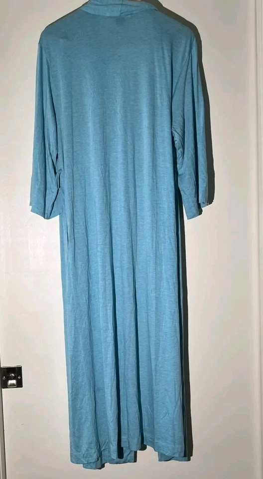 Bata Natori Mujer Talla Mediana Azul Larga Modal Elastizada Sin Cinturón Foto 2 de 4