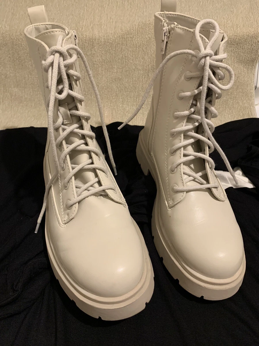 Woman s off white combat boots