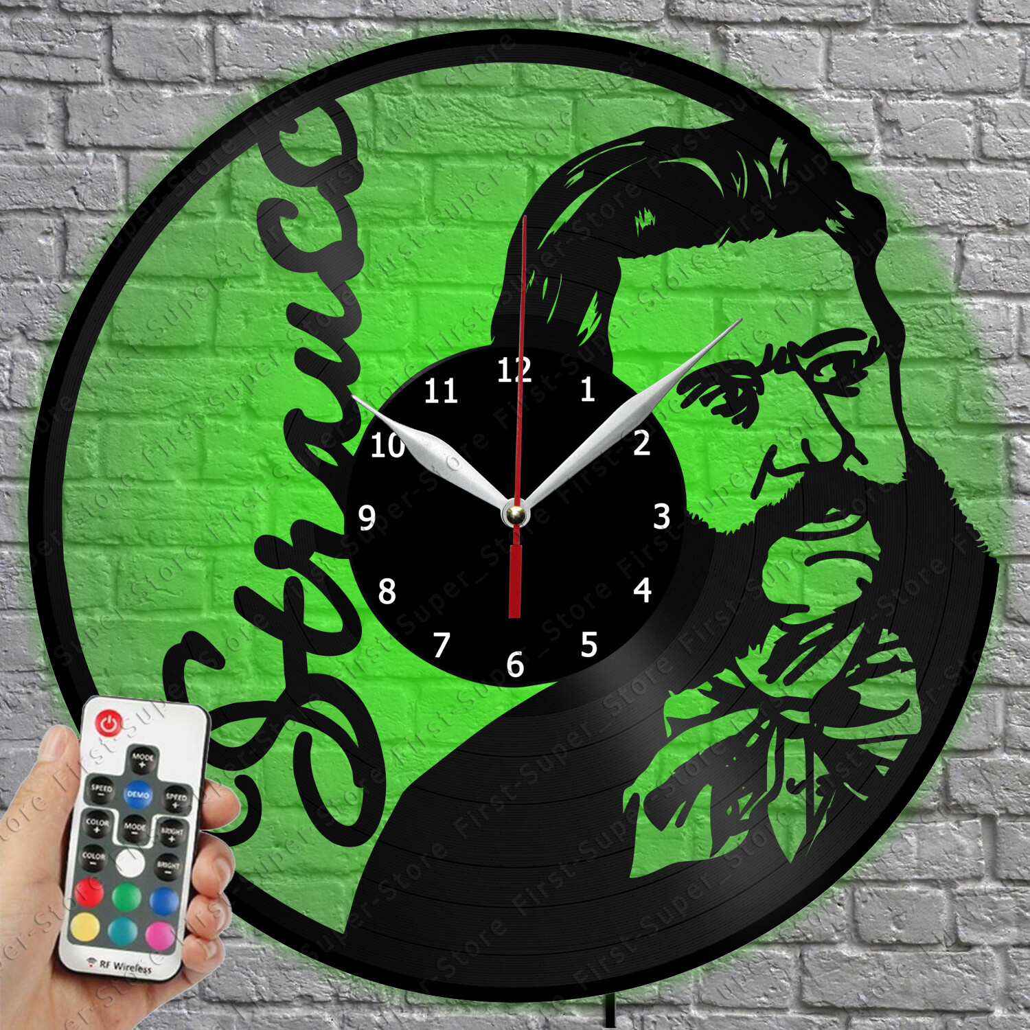 LED Clock with Johann Strauss Vinyl Record Design and LED Light 4589