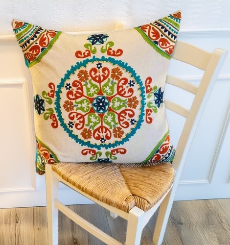 Cotton Cushion Cover Indian Mandala Style Embroidered Multi Colours 60 x 60 cm - Picture 5 of 6