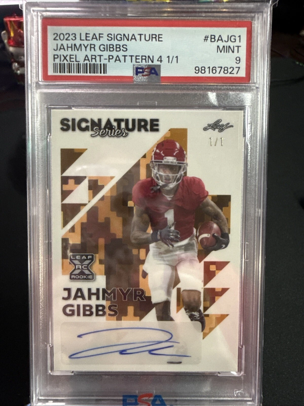 Jahmyr Gibbs Leaf Signature Series #BAJG1 Pixel Art-Pattern 4 1/1