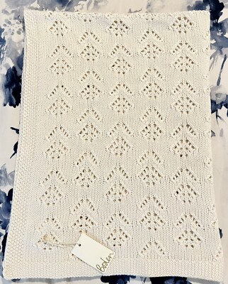 Baby Boden Knitted Lightweight Baby Blanket Unisex Ivory