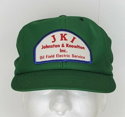 VTG JKI Johnston Knowlton Oil Field Electric Service Logo Patch Snapback Hat Cap