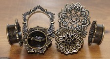 ANTIQUE BRASS EAR TUNNELS PLUGS VINTAGE STYLE MANDALA FLOWER STRETCHER 12MM-25MM