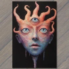 Art Print  Psychedelic Face Art Colorful Surreal Abstract Design Fantasy Strange