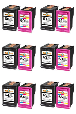 60XL 61XL 62XL 63XL 64XL 65XL Fits HP Black Color Ink Cartridges HP 60 Lot