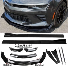Front Bumper Lip Spoiler Side Skirts Rear Lip Glos Black For Camaro SS 16-21 LS