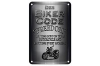 Blechschild Motorrad 12X18 Cm Biker Code Freedom Getting Deko Schild