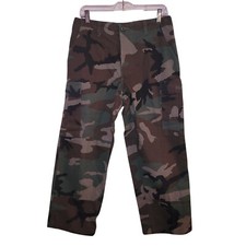 Vintage Military Issued Cropped Camo Camouflage Cargo High-Waisted Pants 30x25