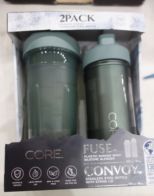 Core Kitchen - Fuse Kunststoff Shaker & Konvoi Edelstahl Flasche - Grün - Neu