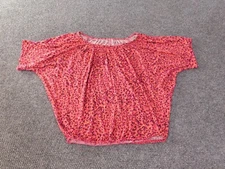 Loft top small red womens geometric pullover rayon stretch casual