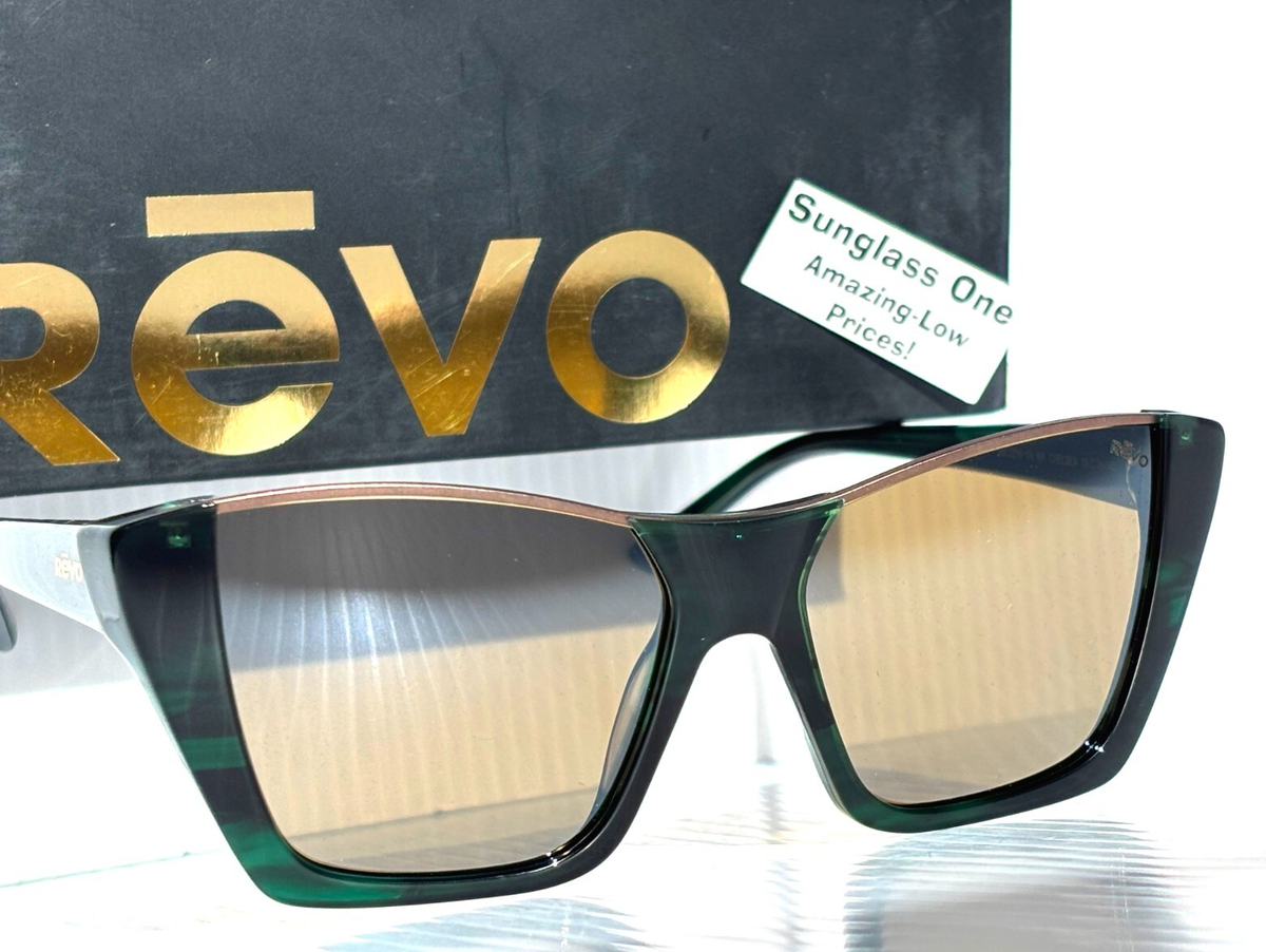 NEW REVO CHELSEA Green Horn POLARIZED Terra Brown Lens Sunglass