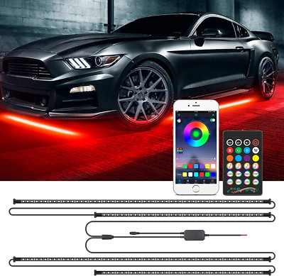 RGB LED Strip Under Car Tube Underglow Underbody System Neon Lights Kit Remote